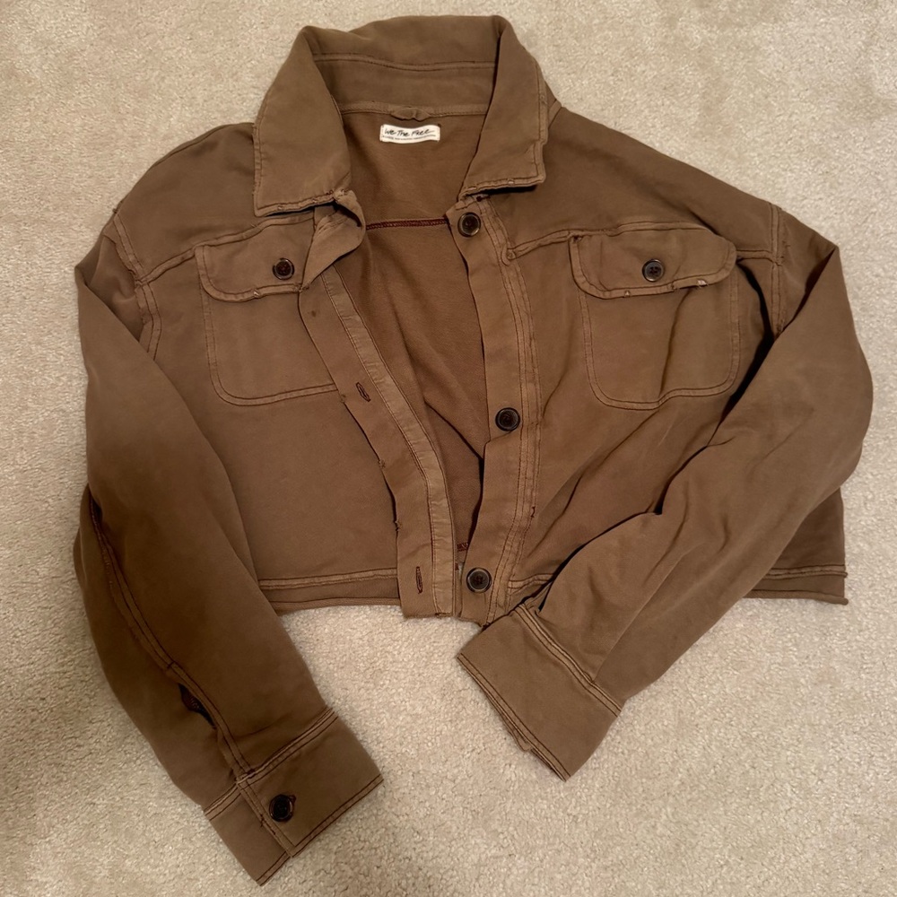 Free People Distressed Cropped Shacket